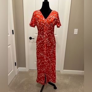 Topshop womens dress, US 8, red/orange & white, worn once
